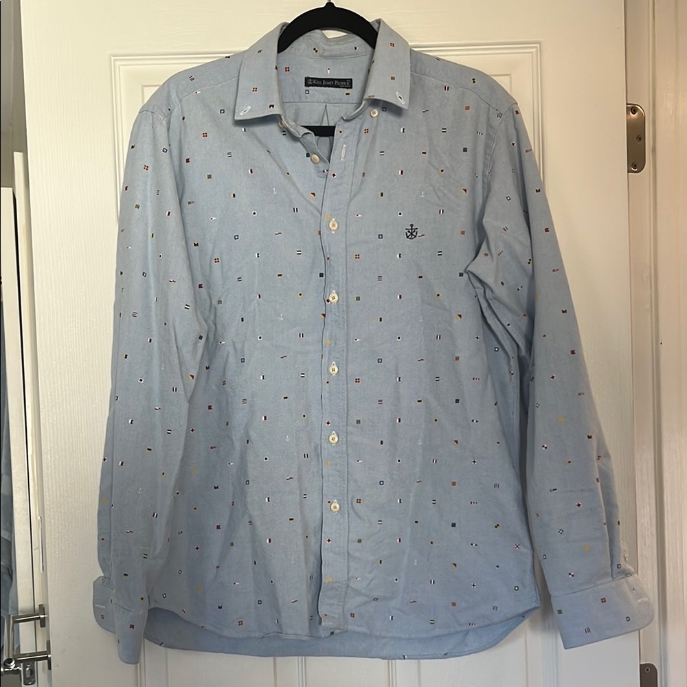 Kiel James Patrick Nautical flag  Blue Patterned Men's Shirt